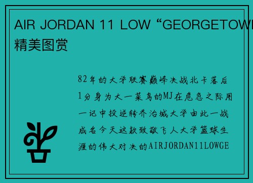 AIR JORDAN 11 LOW “GEORGETOWN”精美图赏