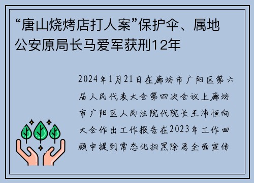 “唐山烧烤店打人案”保护伞、属地公安原局长马爱军获刑12年