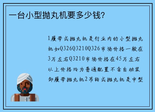 一台小型抛丸机要多少钱？